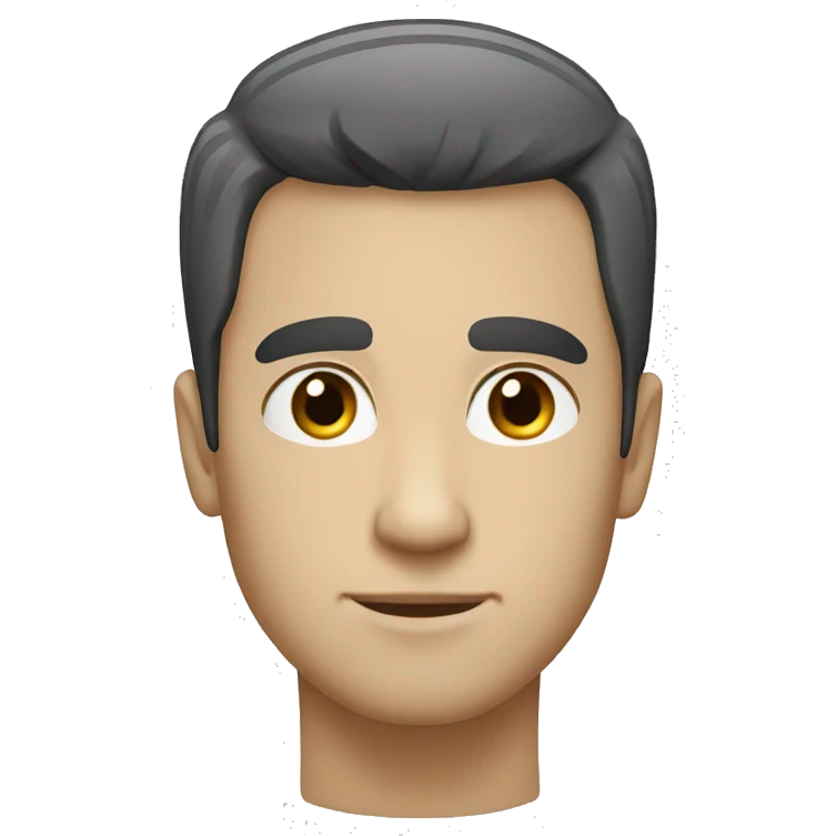 a white guy with a tidy black hair black eyes  emoji