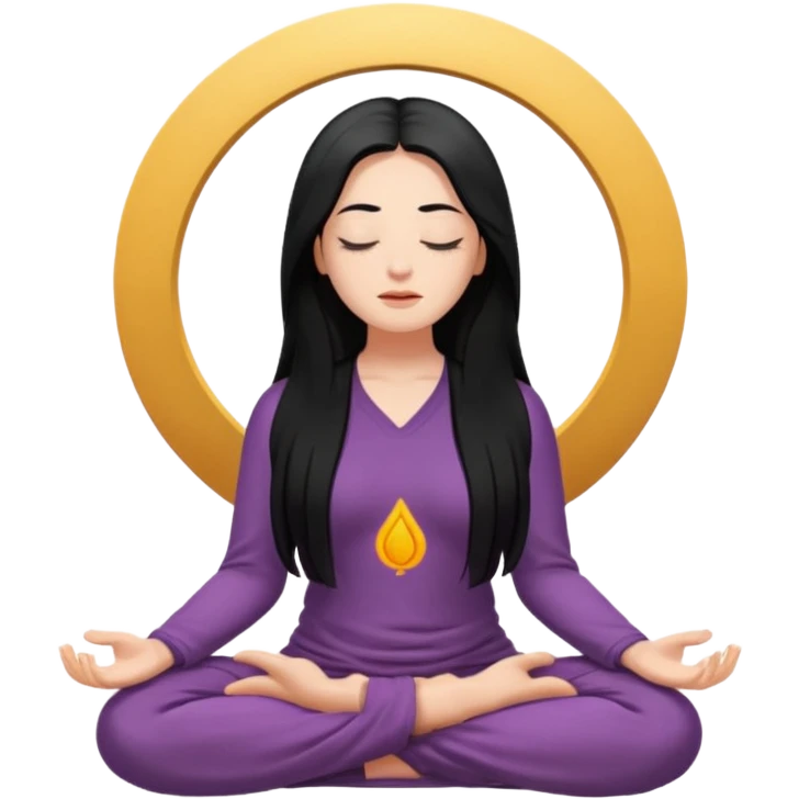 명상하는 검은긴생머리 여자 피부는 하얗고 emoji