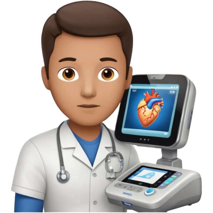Male Cardiac sonographer with Philips ultrasound machine emoji