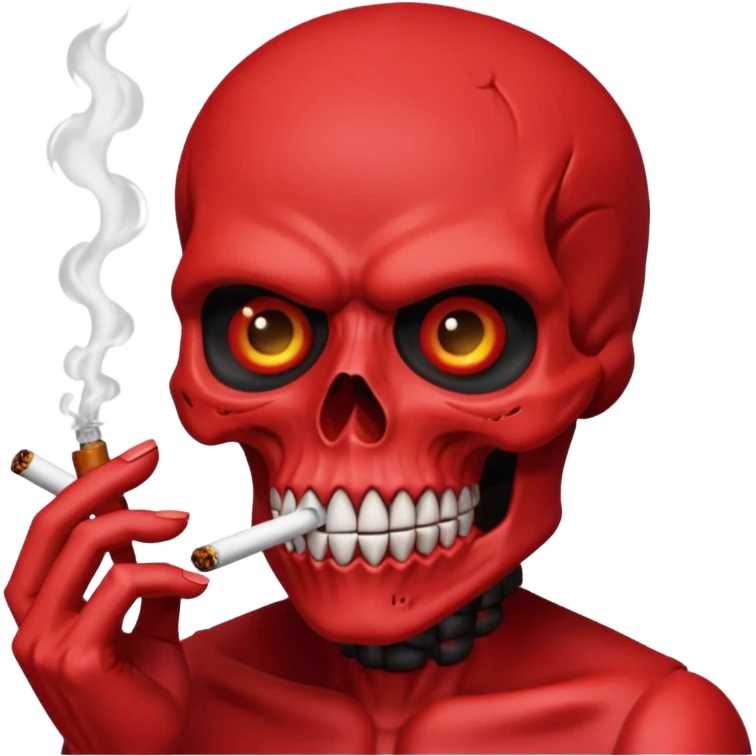 Scary red skull with body and smoking full red  emoji