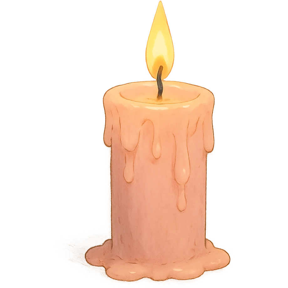 pink pastel candle with soft aesthetic and gentle lighting in ghibli style emoji