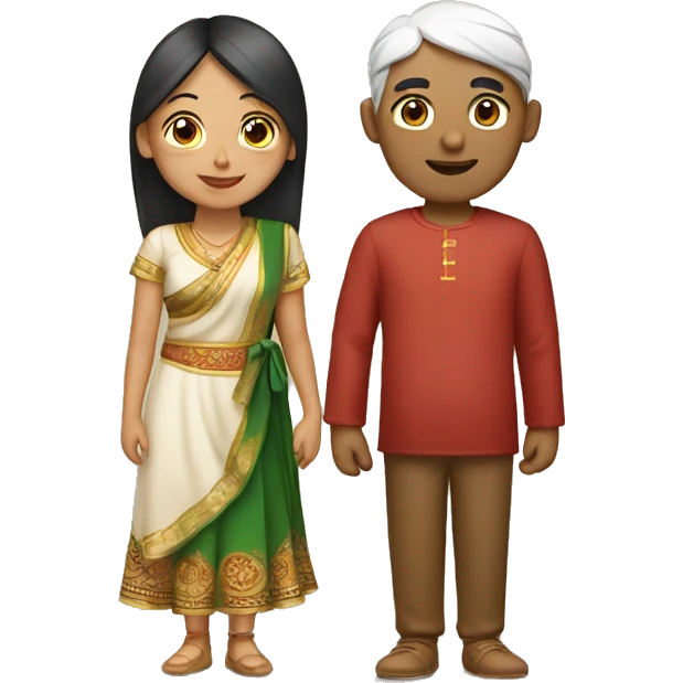 a loving indian and chinese couple emoji