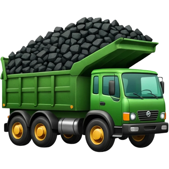 green truck with coal ore emoji