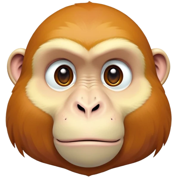 proboscis monkey face, floating, neutral expression, soft and even lighting, color corrected, sharp emoji