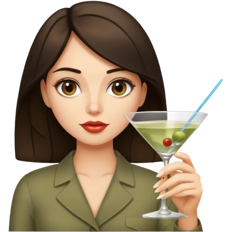 Brunette girl drinking a large dirty martini  emoji