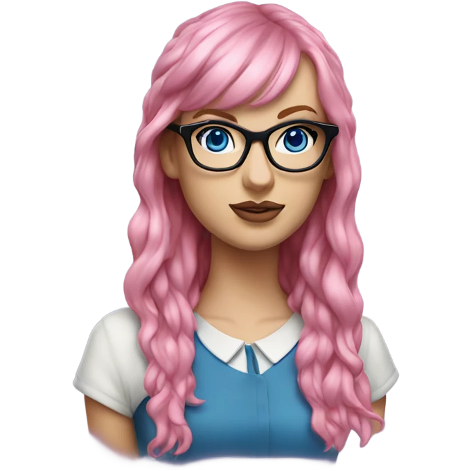 Hyper Realistic Taylor Swift blue eyes and glasses with pink hair  emoji