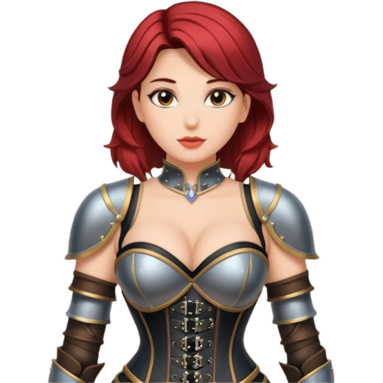 ]armor corset leather top, busty female emoji