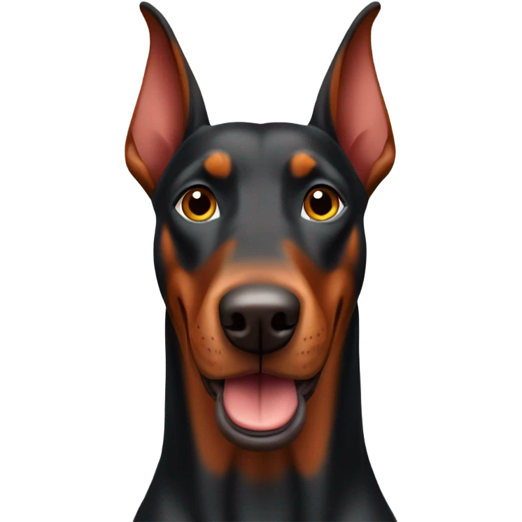 Red Doberman without cropped ears face facing front happy expression  emoji