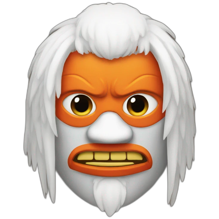a tengu mask with a orange afro hair emoji