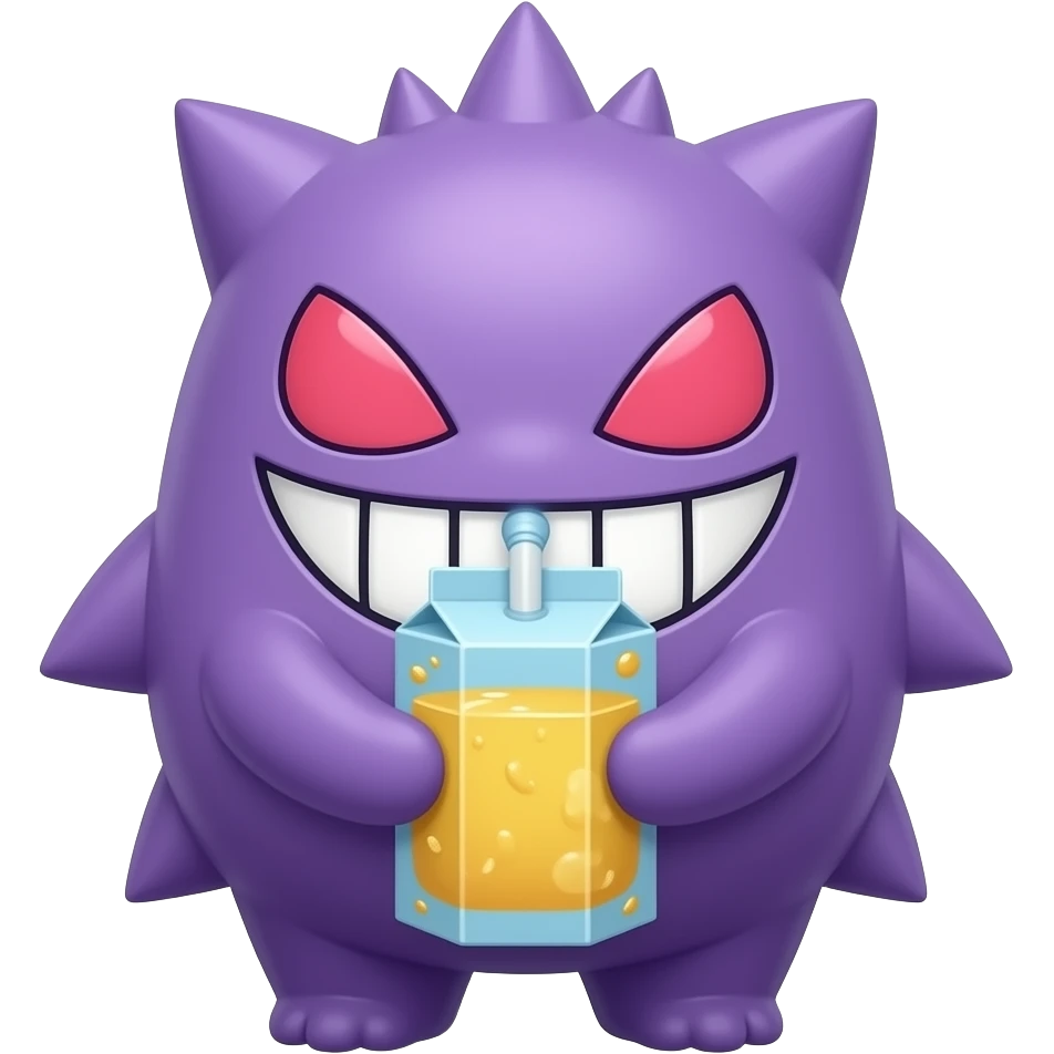 Cute Gengar drinking juice box emoji