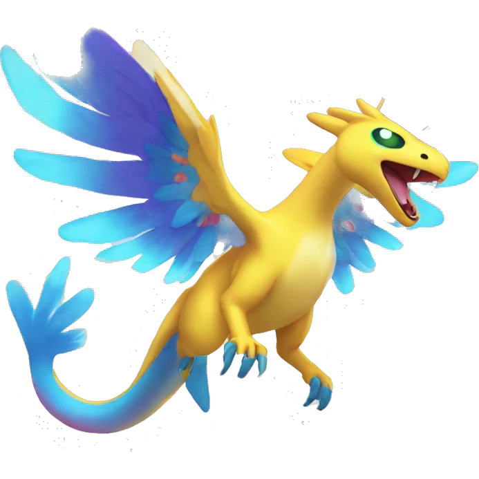 Celestial Colorful Vibrant Colors Flying Advanced Fakémon-Legendary-Pokémon-Creature Full Body emoji