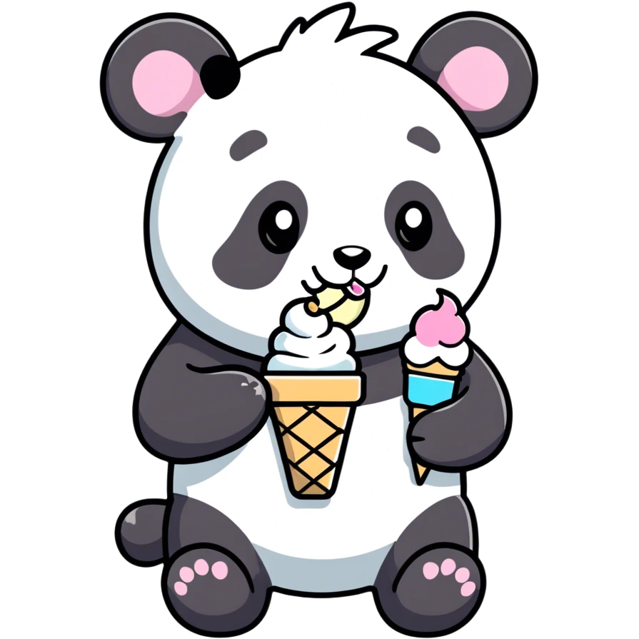 Panda eating ice cream emoji