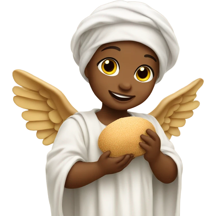 Baby Angel eating falafel in pita bread  emoji