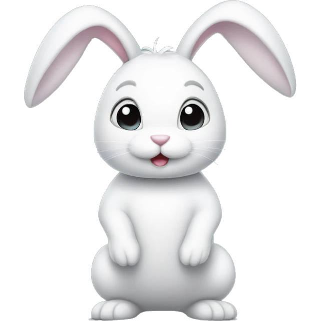 White bunny with airplane ears, standing on its hind legs emoji