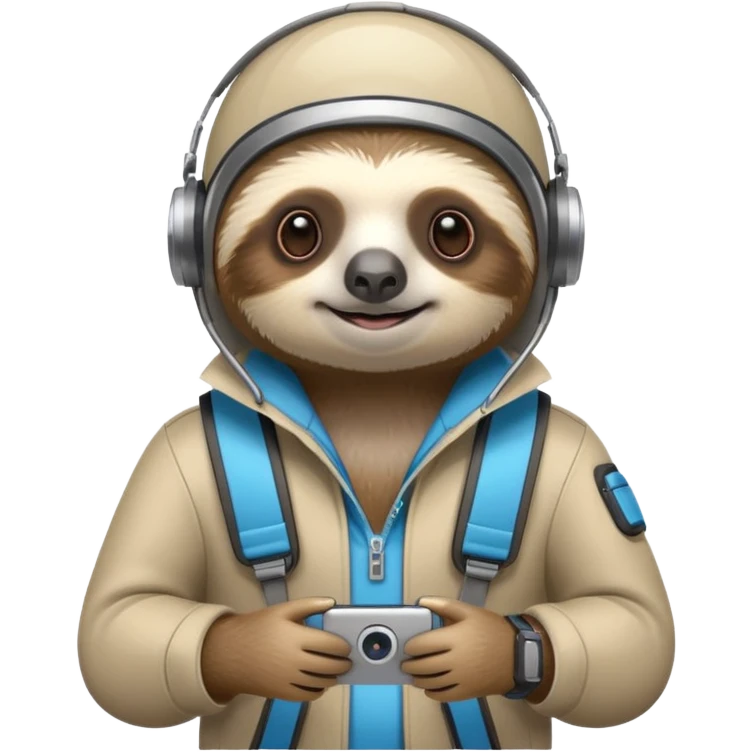 sloth wearing high tech gear, preppy style emoji