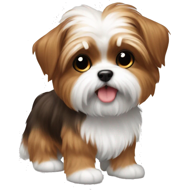 Cute Shorkie with brown and white fur emoji