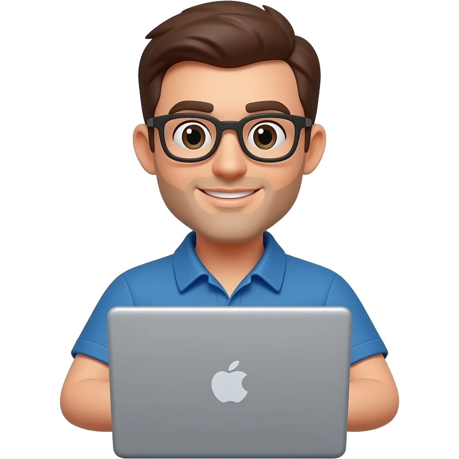 software engineer typing on a laptop, simple, watching front emoji