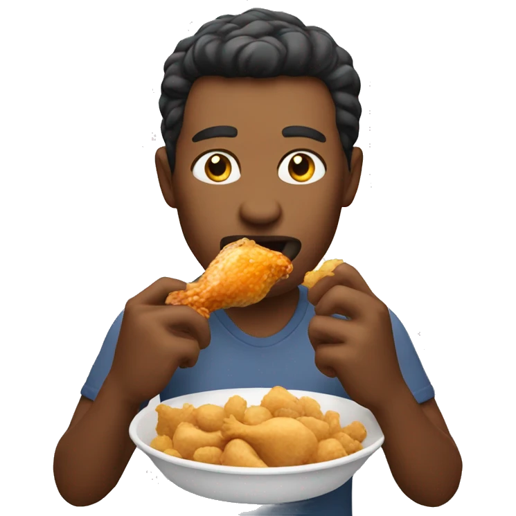 Man eating chicken emoji