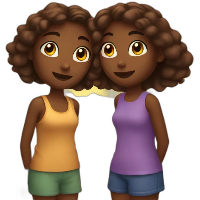 Two girl watching sunset emoji