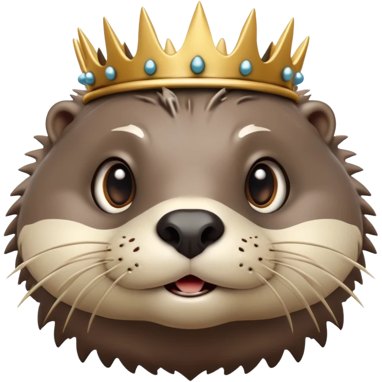 really cute confused otter face with simple thorny stem wrapped horizontally around its forehead like Jesus Christ's Crown of thorns, no crown shape on top, just thin spiky branches circling the forehead, very cartoony and expressive face, big eyes emoji