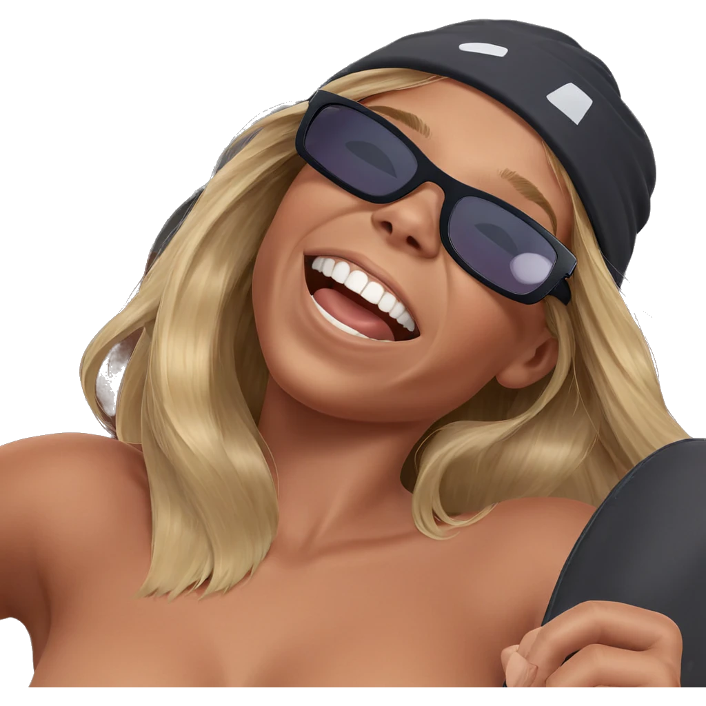 blonde girl with sunglasses emoji