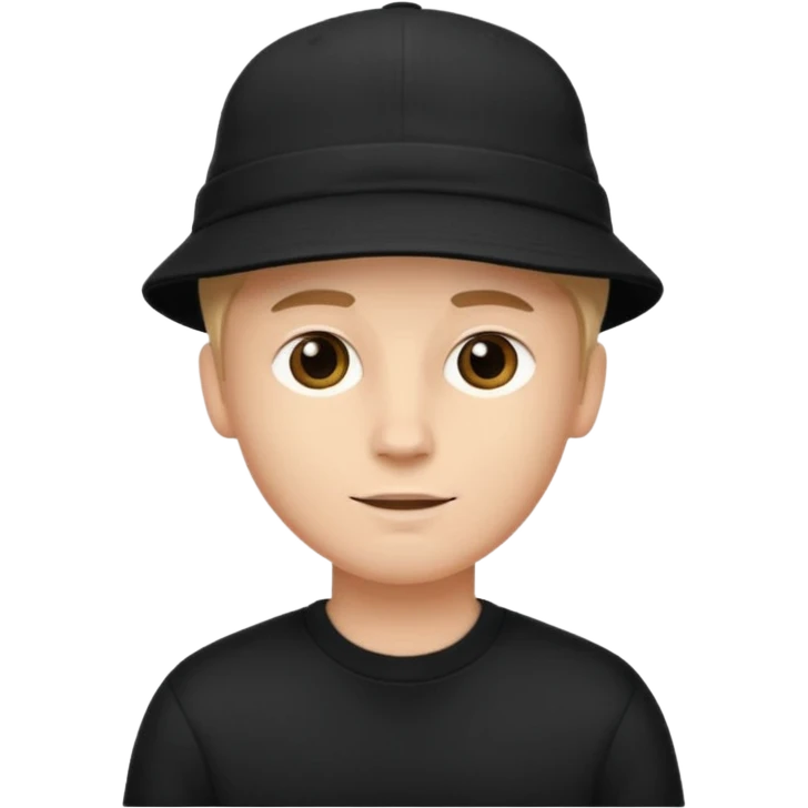 White boy in all black in a New York hat emoji