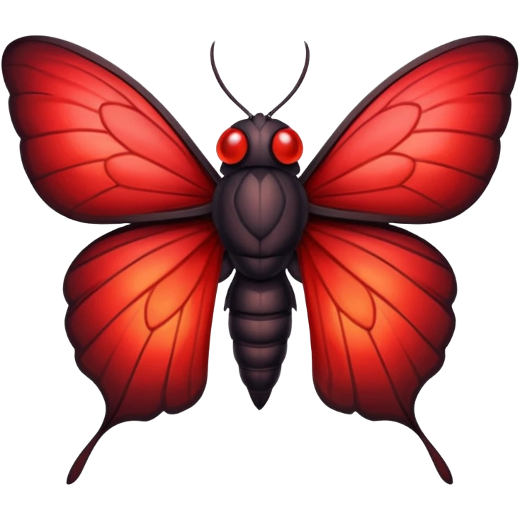 A sexy black and red moth with glowing red eyes with a human like body emoji