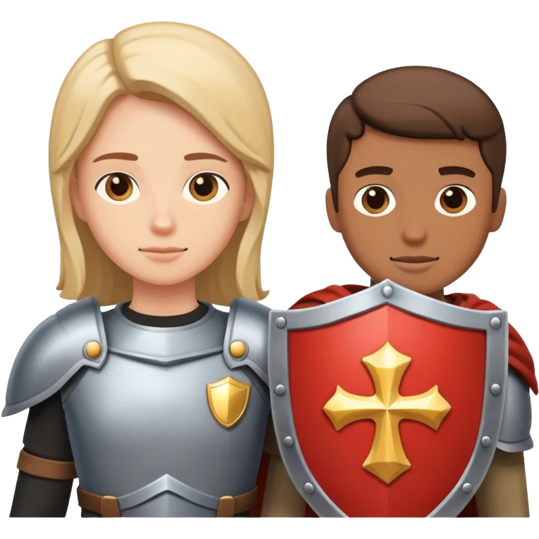 Person with shield protecting another person, representing trust and safety emoji