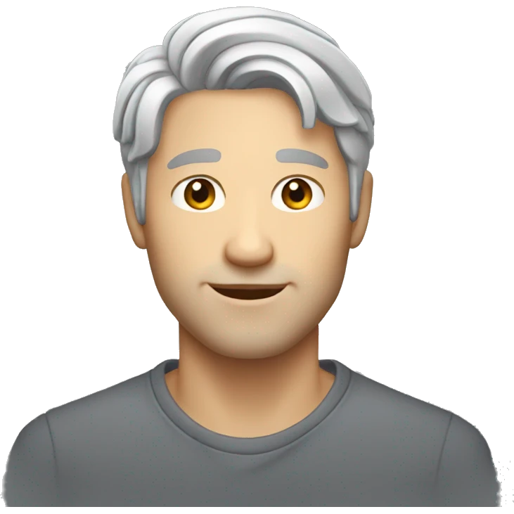 white 30 years old guy with grey hair emoji
