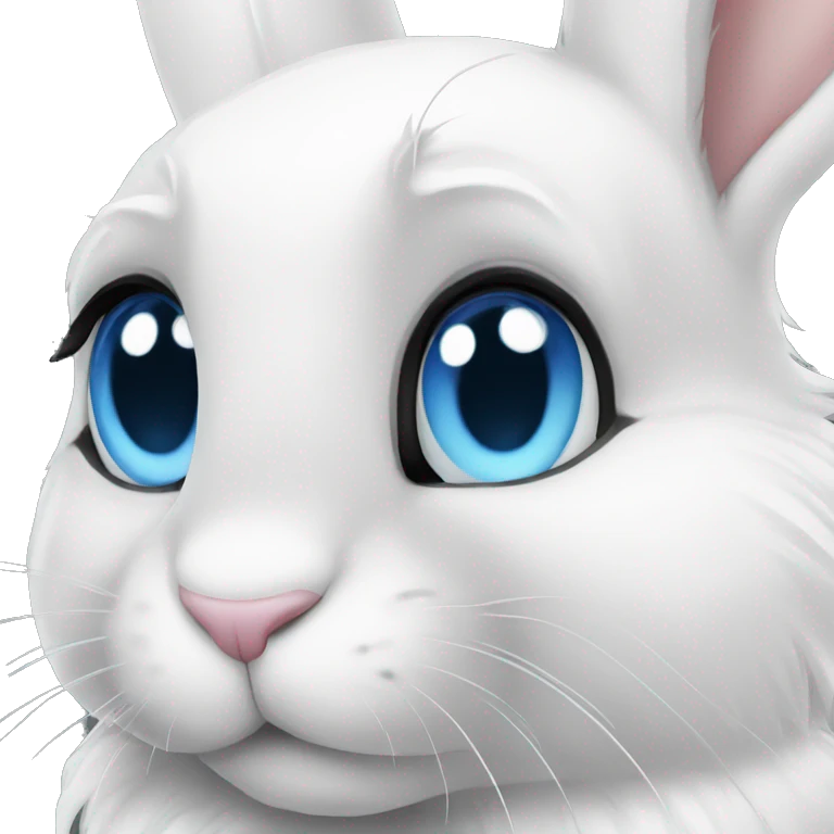 White rabbit blue eyes long haïr emoji