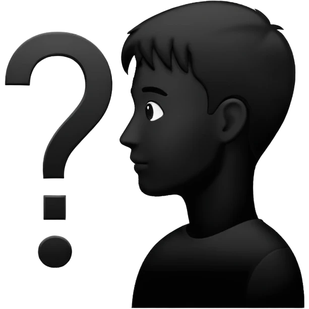 silhouette of a man with a question mark emoji