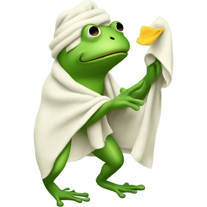 Frog picking up towel emoji