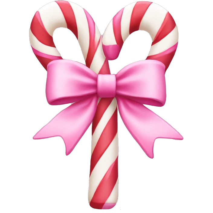 Alight pink candy canes, with pink bow on it emoji