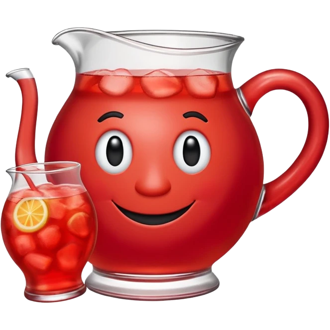 Kool-Aid man, red pitcher character with a smiling face and legs emoji