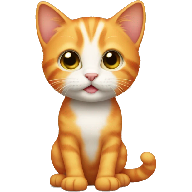 Baby orange cat standing like a human emoji