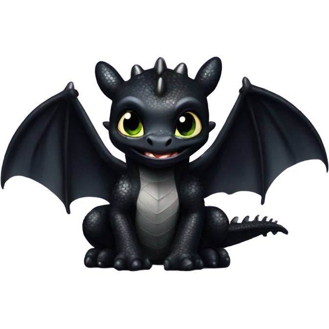 Glittery black toothless dragon baby emoji