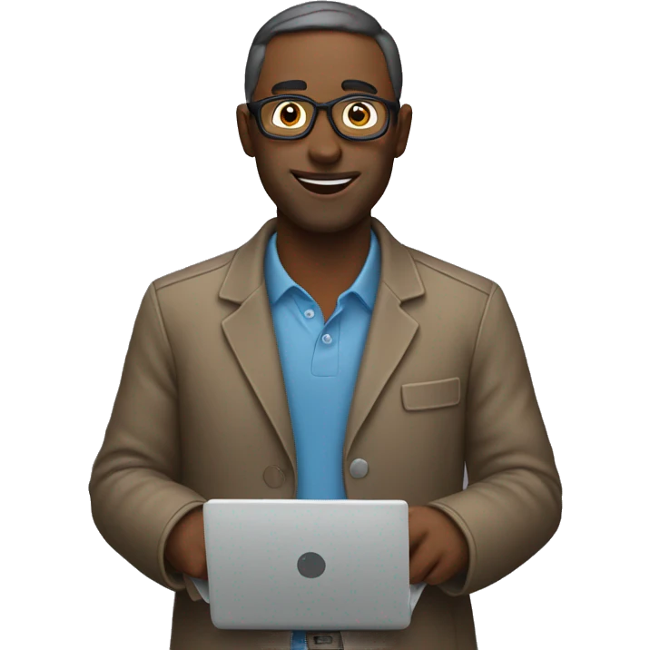 man with laptop voting emoji