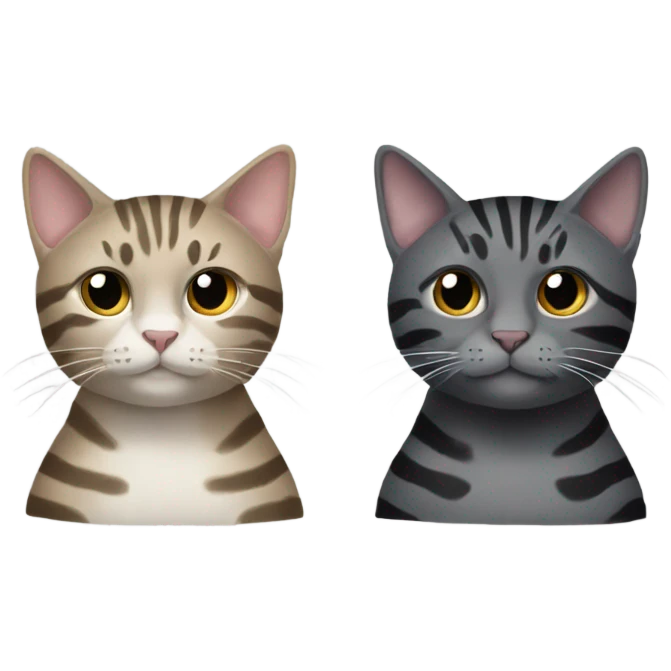 Two cats, one striped grey, one black. emoji