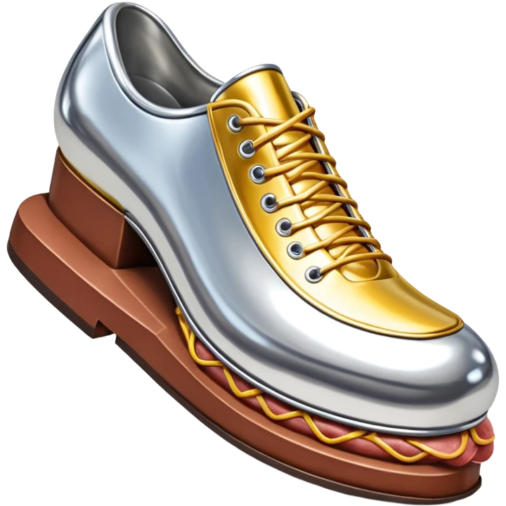 Jeff Koons style spam meat shoe steel sculpture  emoji