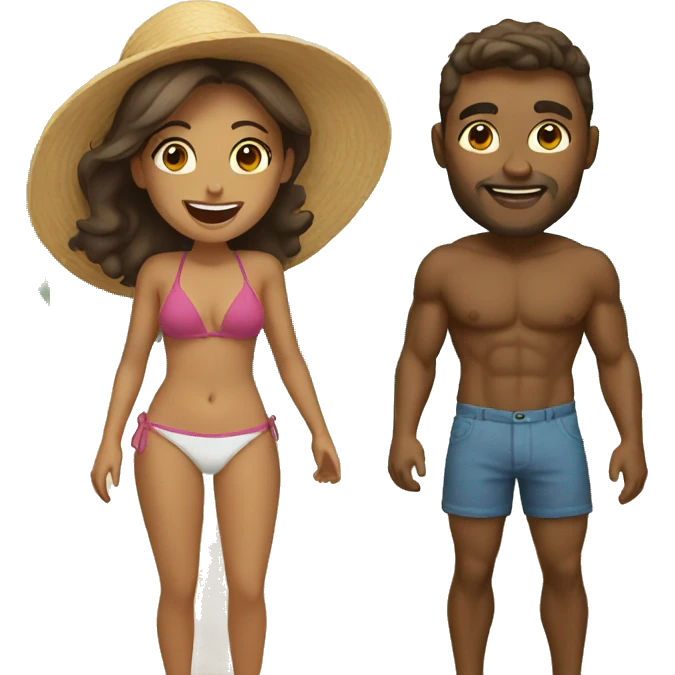 american couple on the beach emoji
