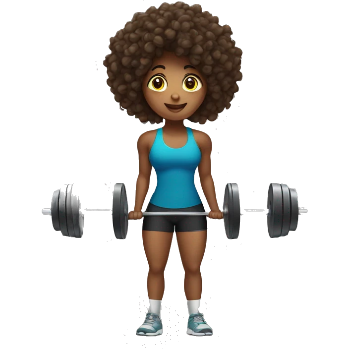 Weight lifting brazilian woman with curly hair  emoji