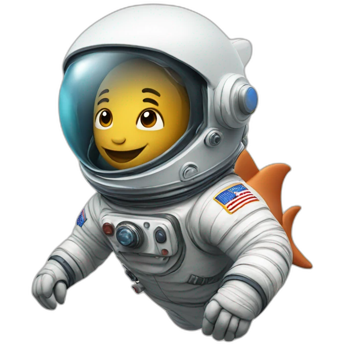 Astronaut with helmet closed riding a shark emoji