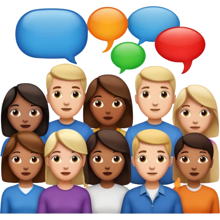 lots of people communicating with each other with speech bubbles emoji