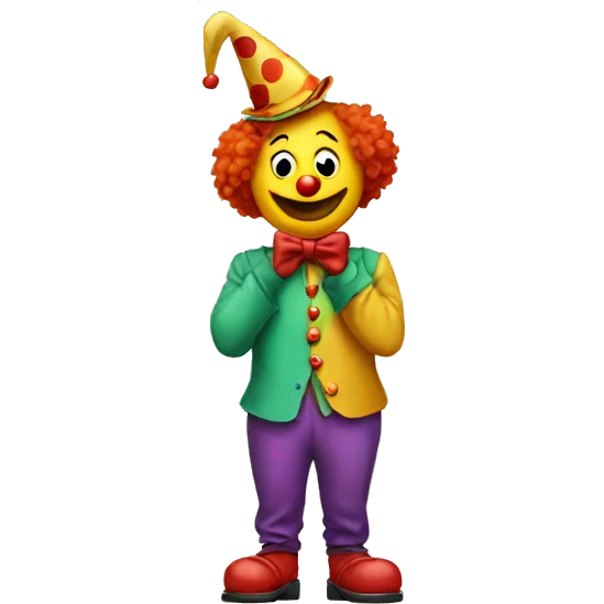 A clown stepping in dog poop emoji