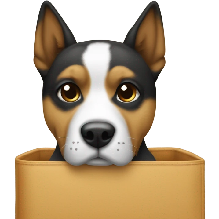 Un perro comiéndose una funda de móvil contento  emoji