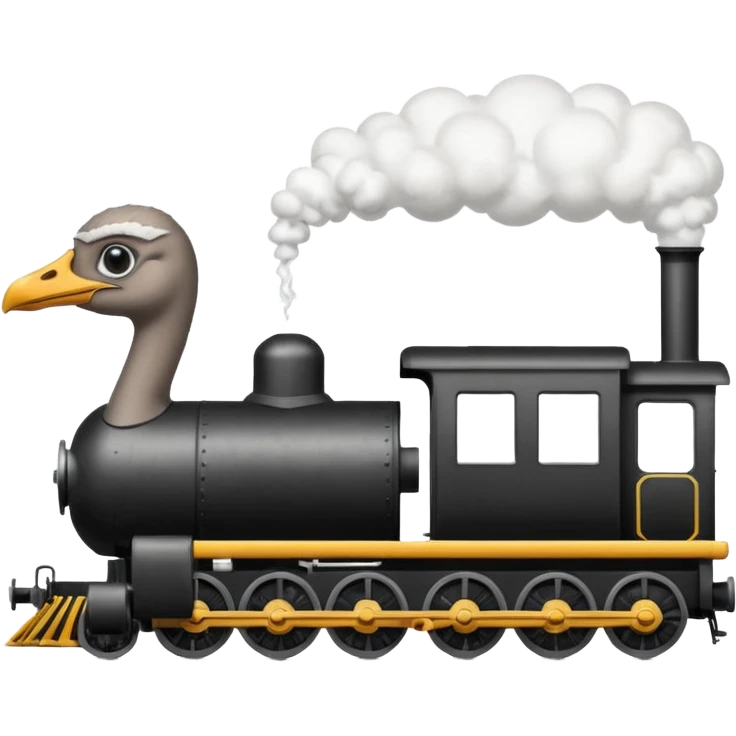 Give me a 0-5-0 locomotive and put an ostrich body and head on the steam engine of the train and put a toilet on top second train car  emoji