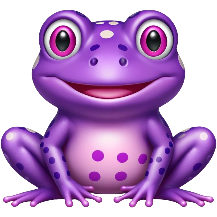 Pink and purple polka dot cartoon frog  emoji