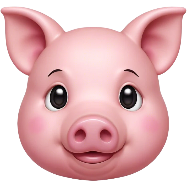 Cinematic Cute Pig Portrait Emoji, Head tilted playfully and inquisitively, featuring a glossy rosy-pink hide with a cute snout and a subtle natural sheen, round, sparkling beady eyes filled with curiosity, Simplified yet irresistibly adorable features, highly detailed, glowing with a warm, friendly glow, high shine, affectionate and lively, stylized with a touch of farmyard whimsy, bright and endearing, soft glowing outline, capturing the essence of a mischievous yet loving pig, so playful it feels like it could oink out of the screen and into your arms! emoji