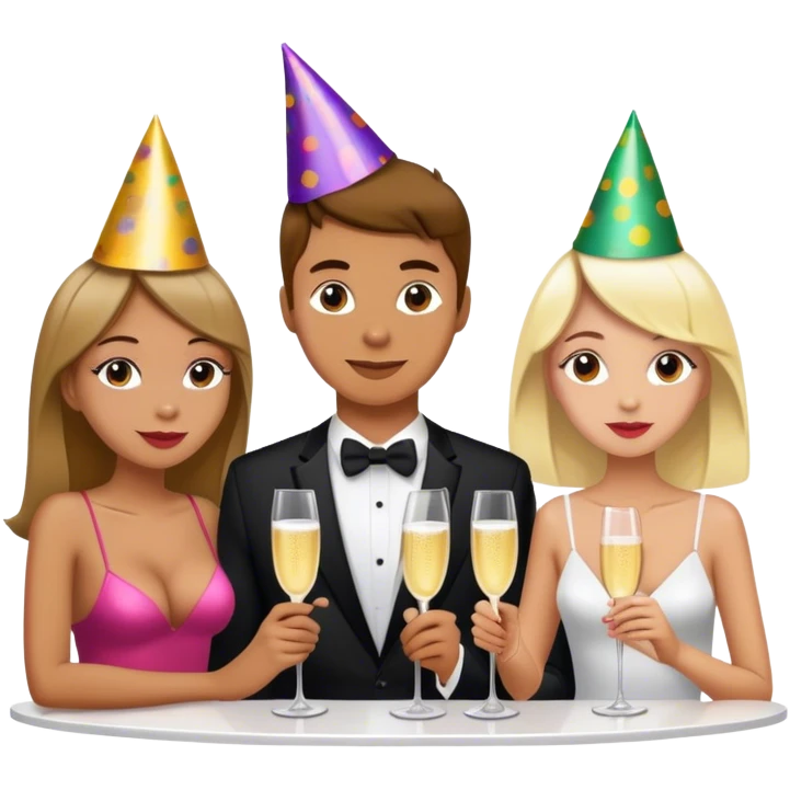 2 girls and a guy in a bar on date emoji
