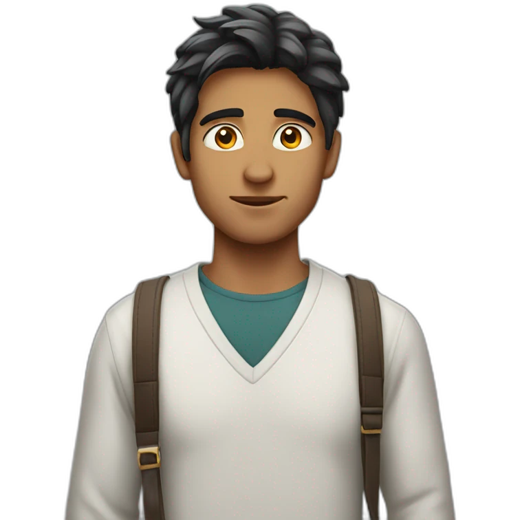 indian student with white face and harry potter hairs emoji